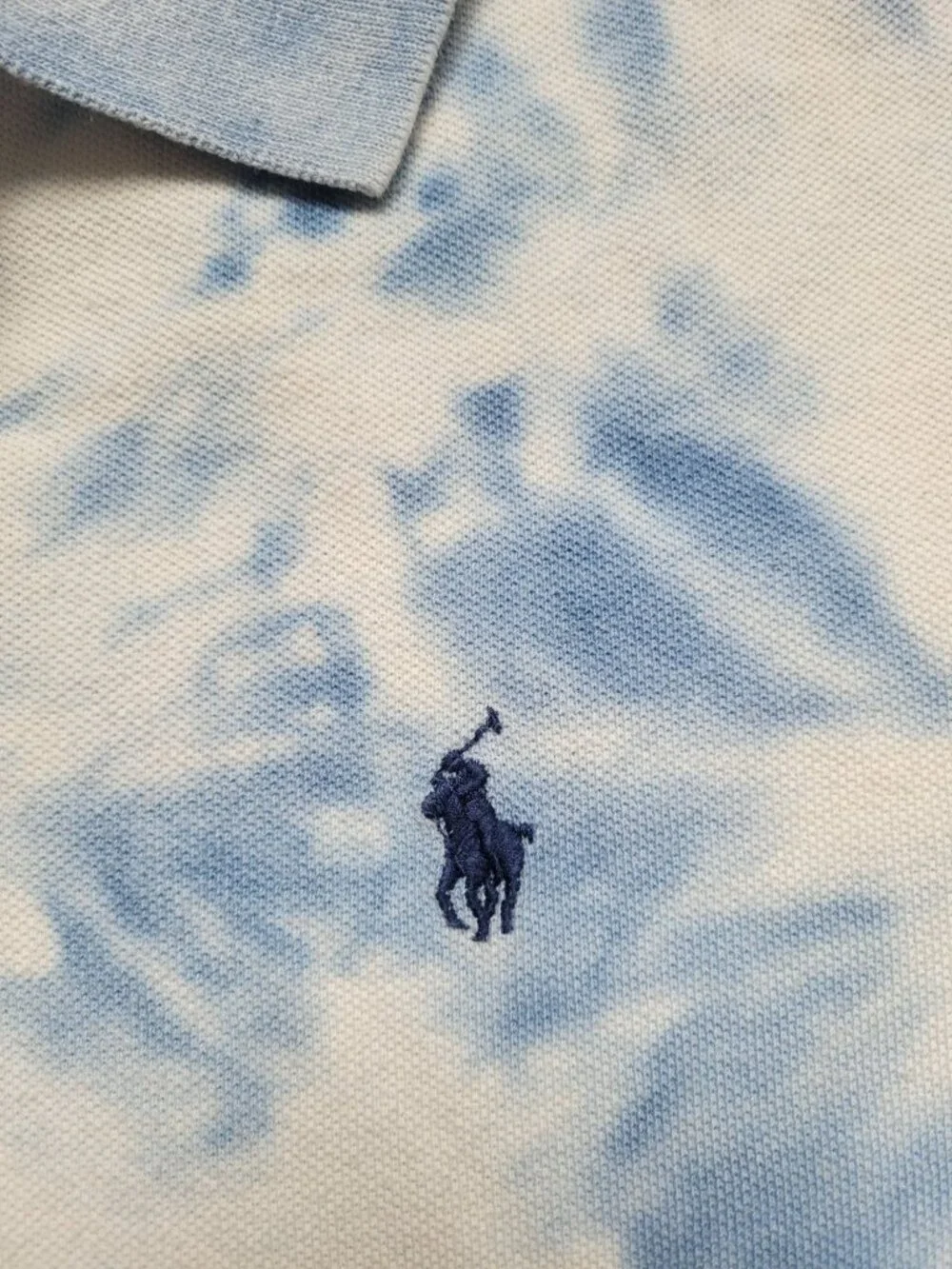 Polo Ralph Lauren polo shirt blue and white tie-dye embroidered logo Size XL